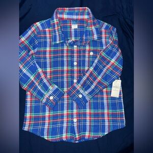 Old Navy Blue and Red Plaid Button Down Shirt